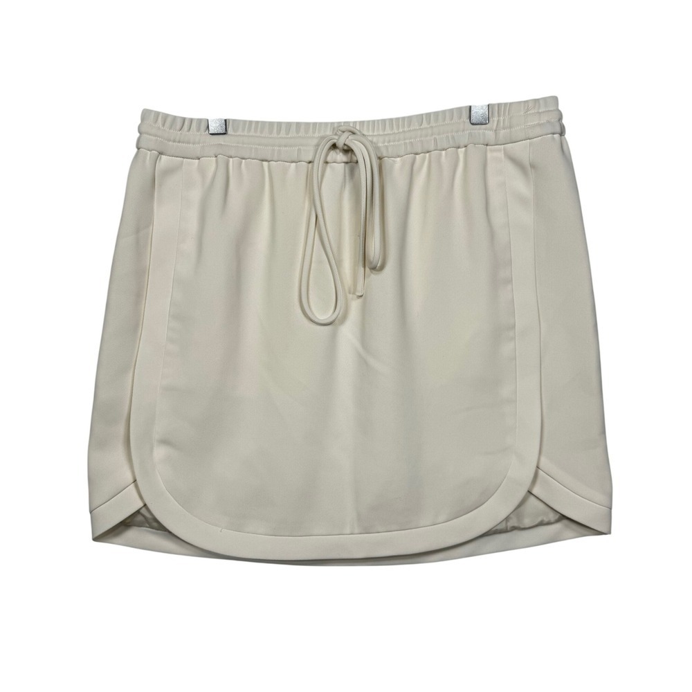 J. Crew Mini Skirt Womens 8P Ivory Drawstring Petal Hem Lined Athletic Comfort